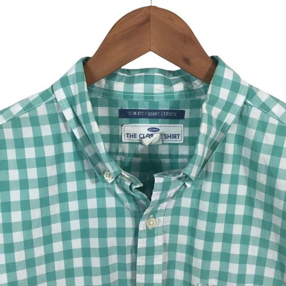 BF585 Men’s OLD NAVY Classic SLIM FIT Gingham Print Button Down Shirt XL - Picture 3 of 4